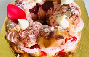 Strawberry Paris-Brest Order Online Bangalore. French Strawberry Paris-Brest Online Delivery Bangalore Cafe Hops.