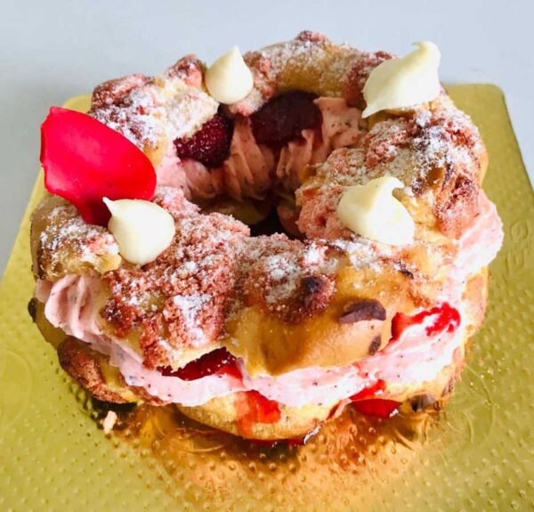 Strawberry Paris-Brest Order Online Bangalore. French Strawberry Paris-Brest Online Delivery Bangalore Cafe Hops.