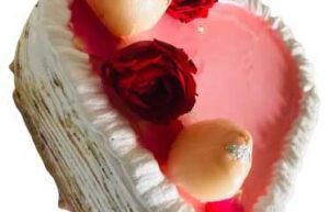 Litchi Rose Crepe Cake Order Online Bangalore. Valentine's Day Cake Online Bangalore Cafe Hops.