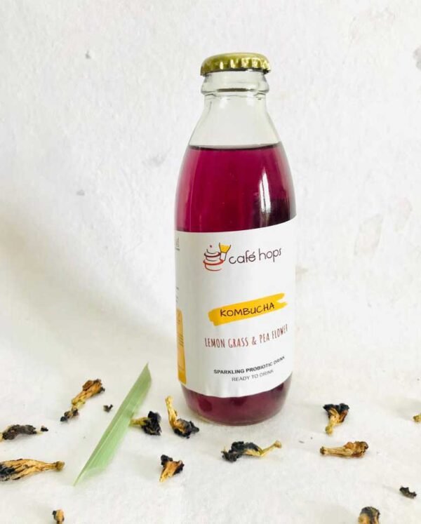 Lemon Grass and Pea Flower Kombucha Order Online Bangalore. Healthy Energy Drinks Online Bangalore Cafe Hops