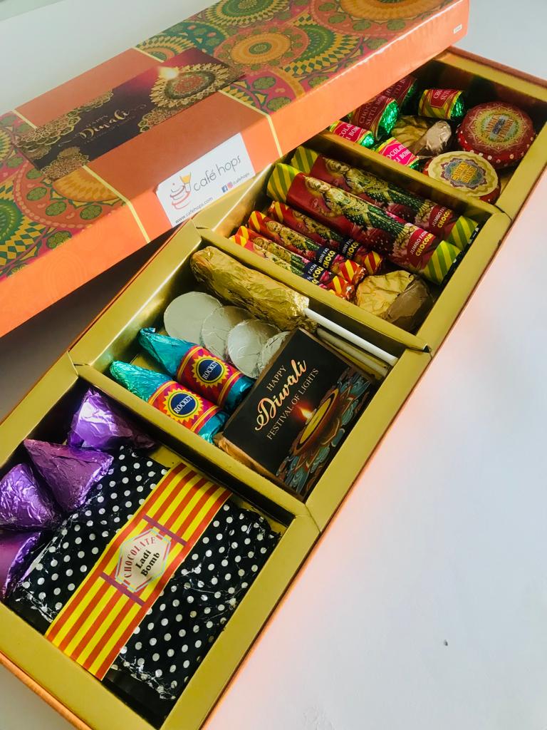 Chocolate Crackers Gift Box Order Online Bangalore. Crackers Chocolate Box Delivery Bangalore Cafe Hops