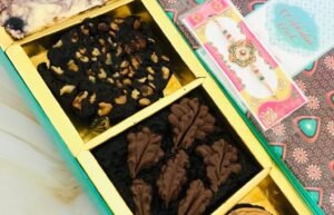 Eggless Assorted Brownie Box Order Online Bangalore. Rakhi Gift Box Online Bangalore Cafe Hops